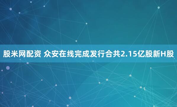 股米网配资 众安在线完成发行合共2.15亿股新H股