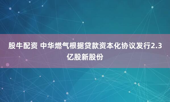 股牛配资 中华燃气根据贷款资本化协议发行2.3亿股新股份